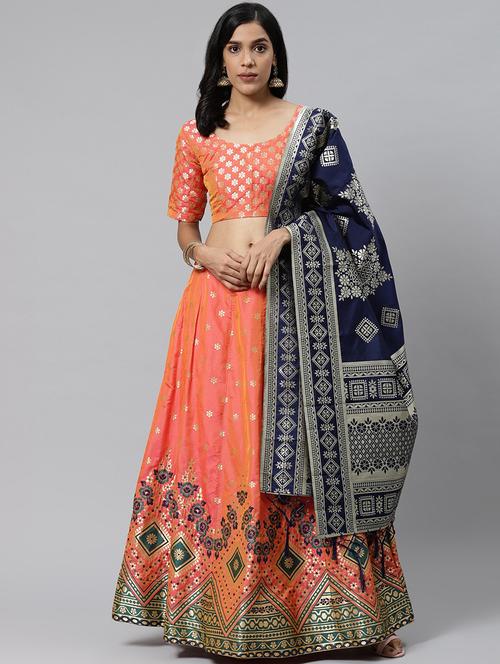 pink art silk aline lehenga - 17795492 - Very Small Image - 1