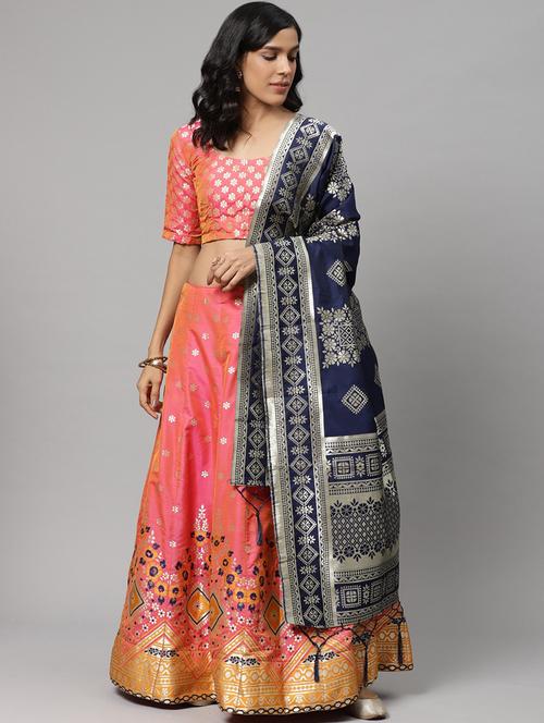 pink art silk aline lehenga - 17795494 - Very Small Image - 1