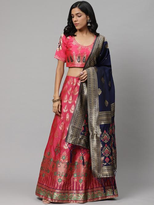 pink art silk aline lehenga - 17795495 - Very Small Image - 1