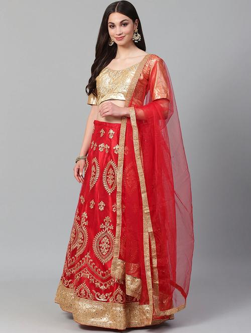 red net aline lehenga - 17795564 - Very Small Image - 1