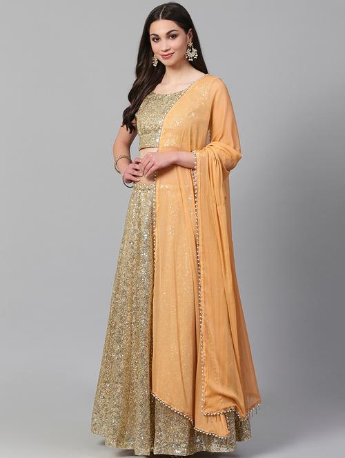 beige net aline lehenga - 17795689 - Very Small Image - 1