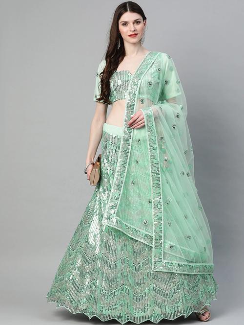 neon net flared lehenga - 17795715 - Very Small Image - 1