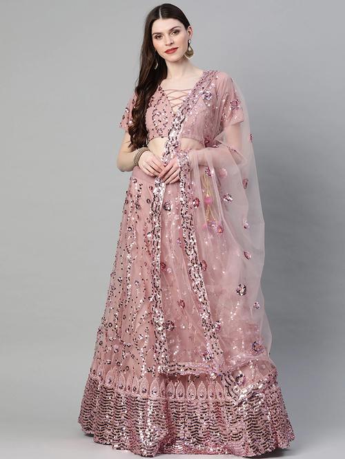 mauve net flared lehenga - 17795721 - Very Small Image - 1