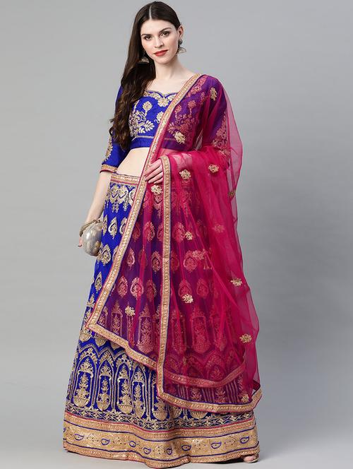 blue net aline lehenga - 17795730 - Very Small Image - 1