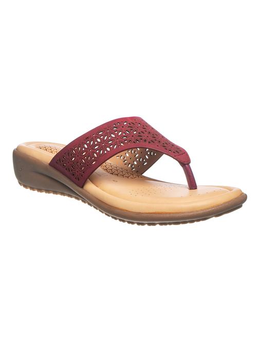 maroon leather slip on sandals - 17797301 - Very Small Image - 1