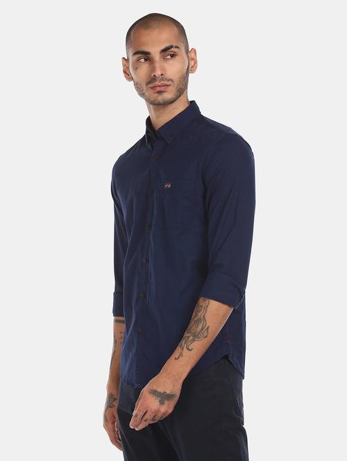 blue solid casual shirt - 17797589 - Very Small Image - 1