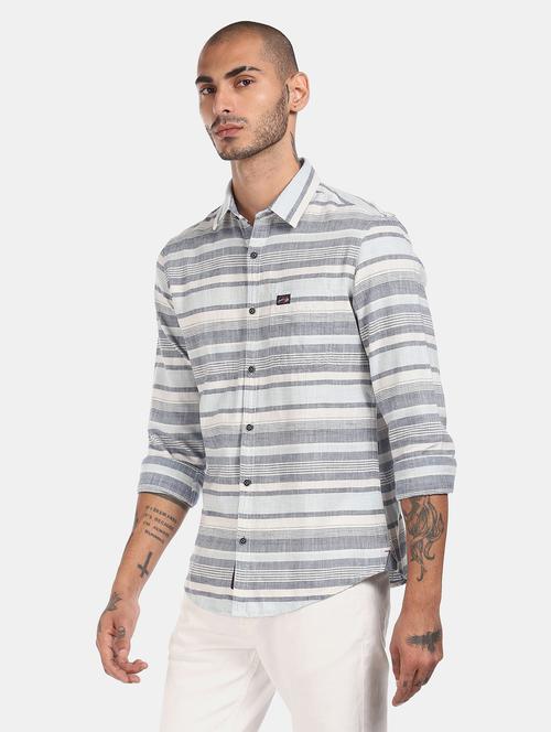 blue striped casual shirt - 17797591 - Very Small Image - 1