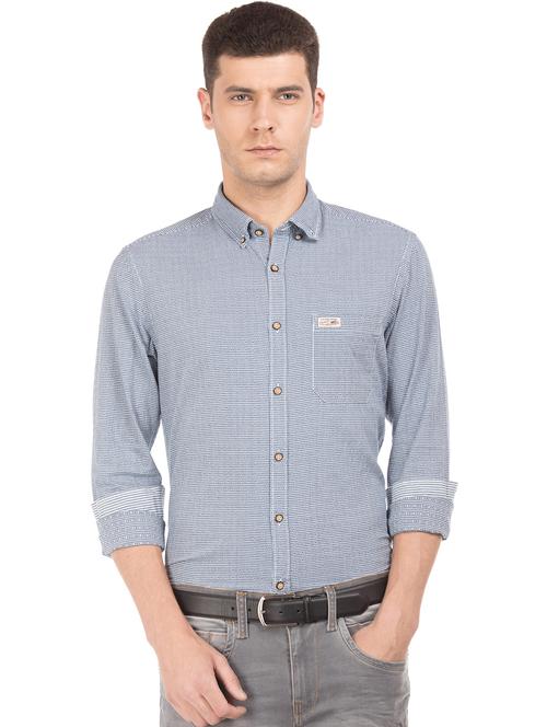 blue self design casual shirt - 17797616 - Very Small Image - 1