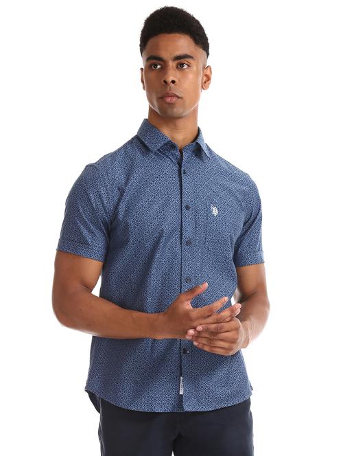 blue printed casual shirt - 17797634 - Very Small Image - 1