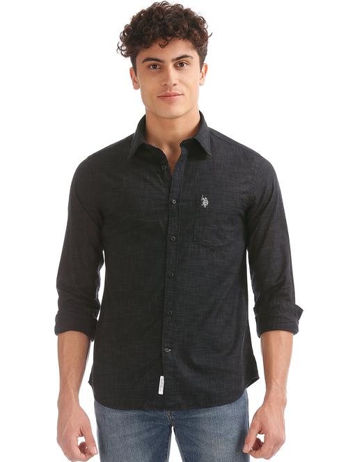 black self design casual shirt - 17797648 - Very Small Image - 1