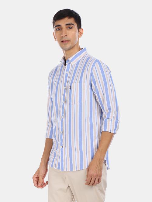 blue striped casual shirt - 17797669 - Very Small Image - 1
