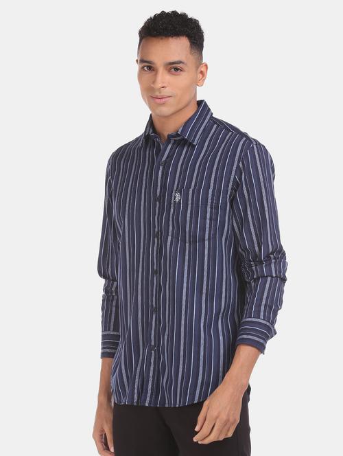 blue striped casual shirt - 17797714 - Very Small Image - 1