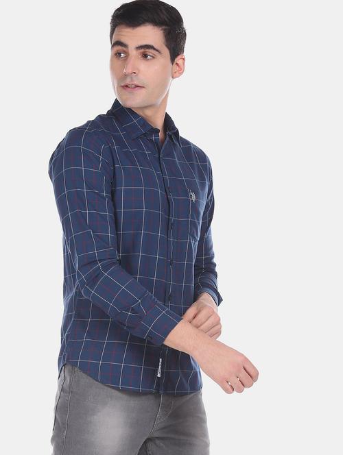 blue checkered casual shirt - 17797719 - Very Small Image - 1