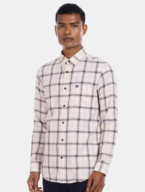 beige checkered casual shirt - 17797755 - Very Small Image - 1
