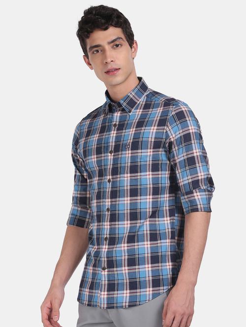 blue checkered casual shirt - 17797775 - Very Small Image - 1