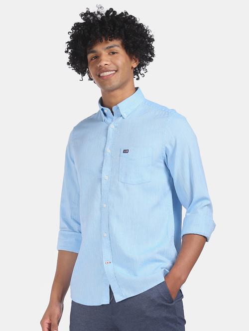 blue self design casual shirt - 17797799 - Very Small Image - 1