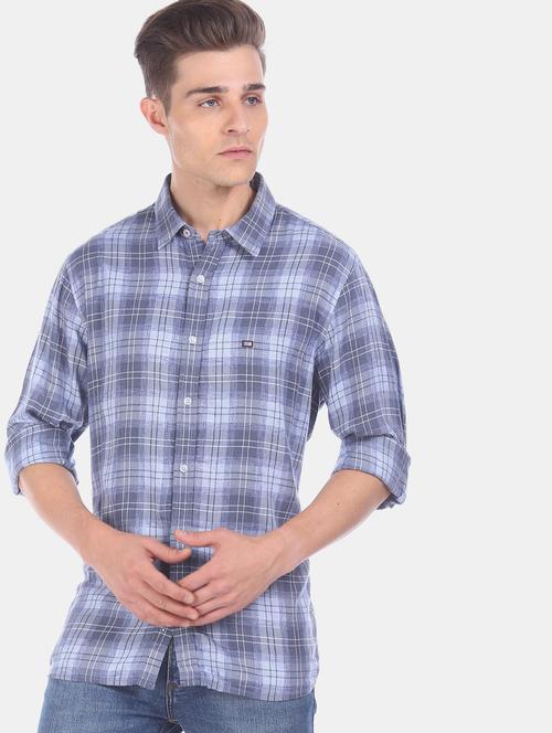 blue checkered casual shirt - 17797876 - Very Small Image - 1