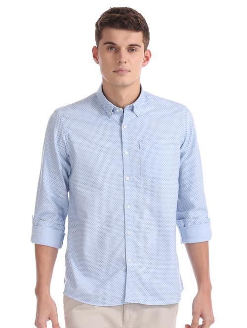 light blue printed casual shirt - 17797896 - Very Small Image - 1