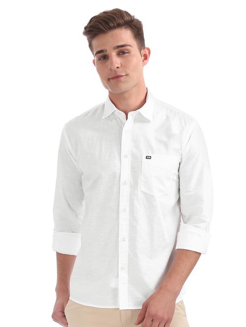 white solid casual shirt - 17797903 - Very Small Image - 1