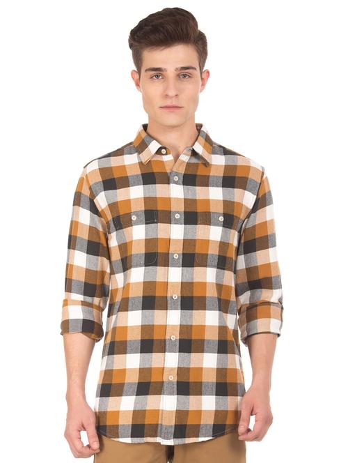 yellow checkered casual shirt - 17798001 - Very Small Image - 1