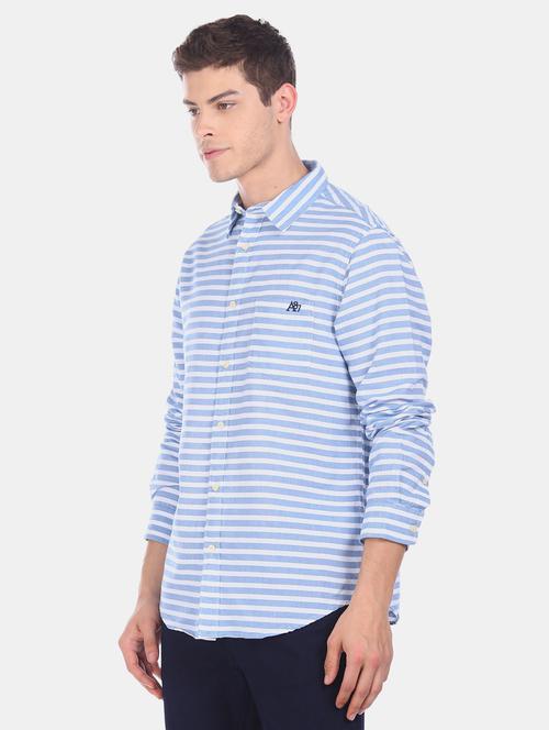 blue striped casual shirt - 17798057 - Very Small Image - 1