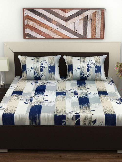 lo svago 100% cotton 120 tc double bedsheet |d blue - 17798162 - Very Small Image - 1