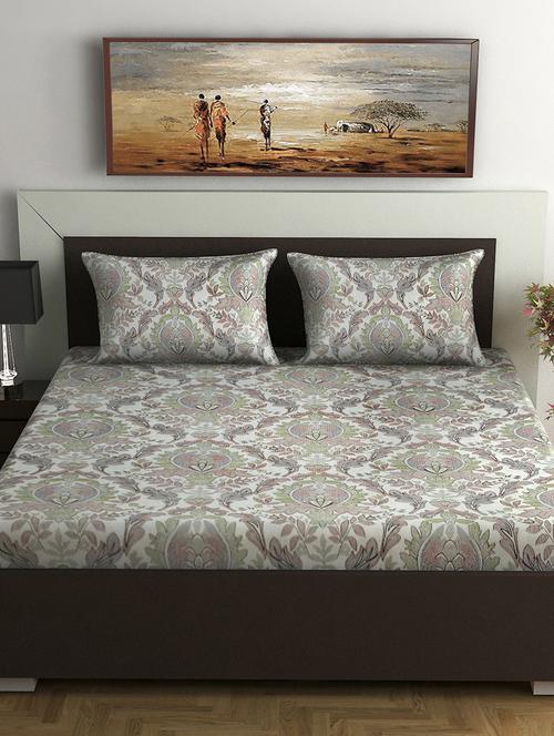 lo svago 100% cotton 140 tc double bedsheet |green - 17798183 - Very Small Image - 1