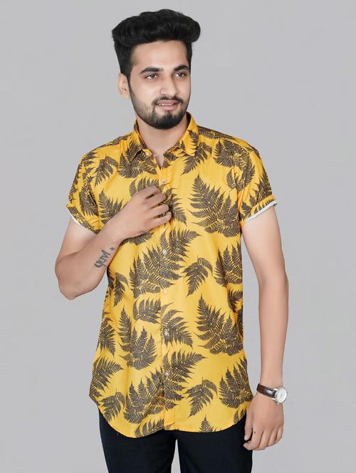 yellow printed casual shirt - 17798291 - Very Small Image - 1
