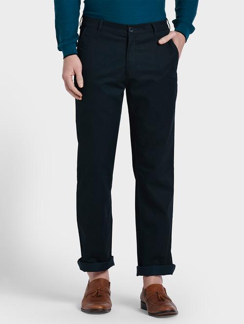 dark blue solid chinos casual trouser - 17798615 - Very Small Image - 1