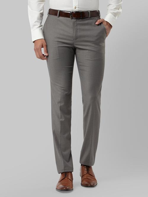 grey checkered flat front formal trouser - 17799659 - Very Small Image - 1