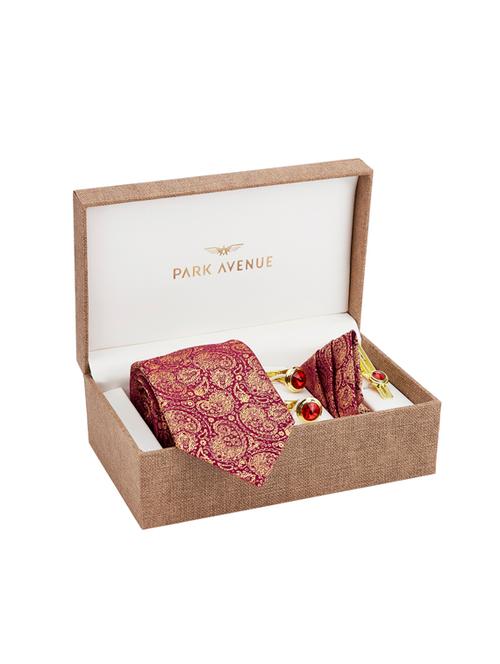 red polyester tie with cufflinks - 17799884 - Very Small Image - 1