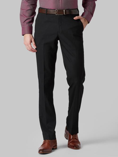black solid flat front formal trouser - 17799963 - Very Small Image - 1