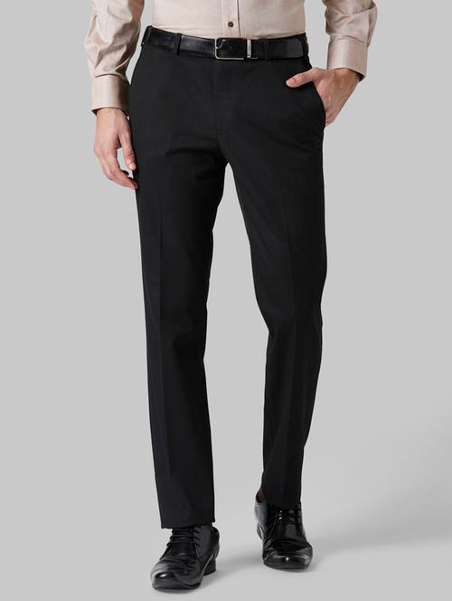 black solid flat front formal trouser - 17800256 - Very Small Image - 1