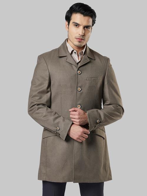 beige solid single breasted formal blazer - 17800261 - Very Small Image - 1