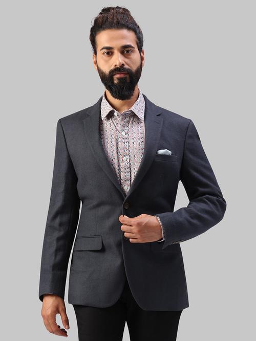 charcoal grey solid single-breasted blazer - 17800593 - Very Small Image - 1