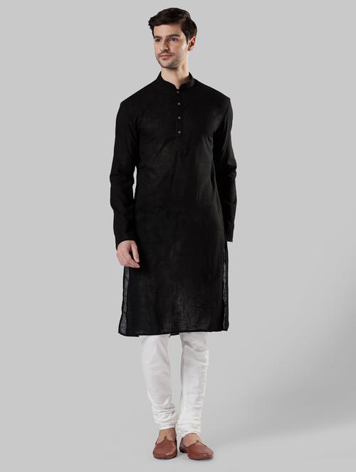 black solid long kurta - 17800823 - Very Small Image - 1