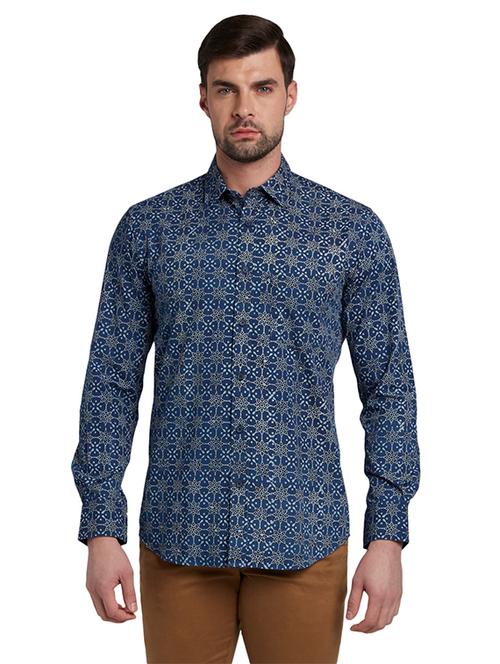 blue printed casual shirt - 17801235 - Very Small Image - 1
