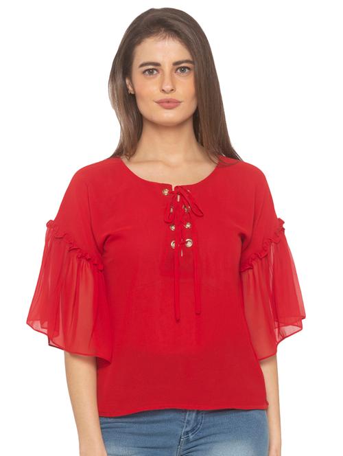 tie up neck bell sleeved top  - 17801786 - Very Small Image - 1