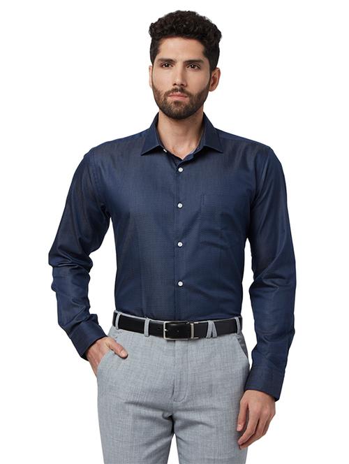 dark blue solid formal shirt - 17801901 - Very Small Image - 1