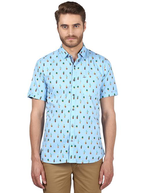 light blue printed casual shirt - 17802162 - Very Small Image - 1