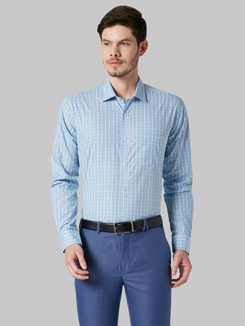 blue checkered  formal shirt - 17802232 - Very Small Image - 1
