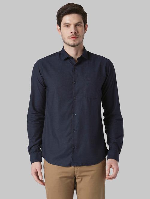 navy blue solid casual shirt - 17802470 - Very Small Image - 1
