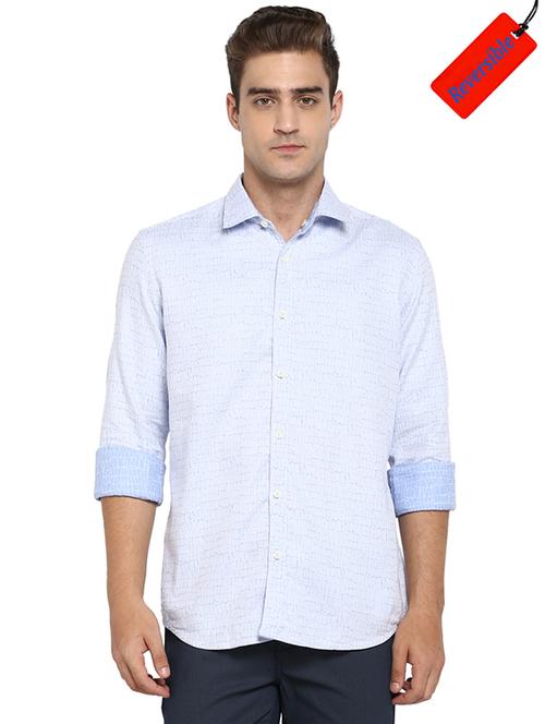 blue printed reversible casual shirt - 17802791 - Very Small Image - 1