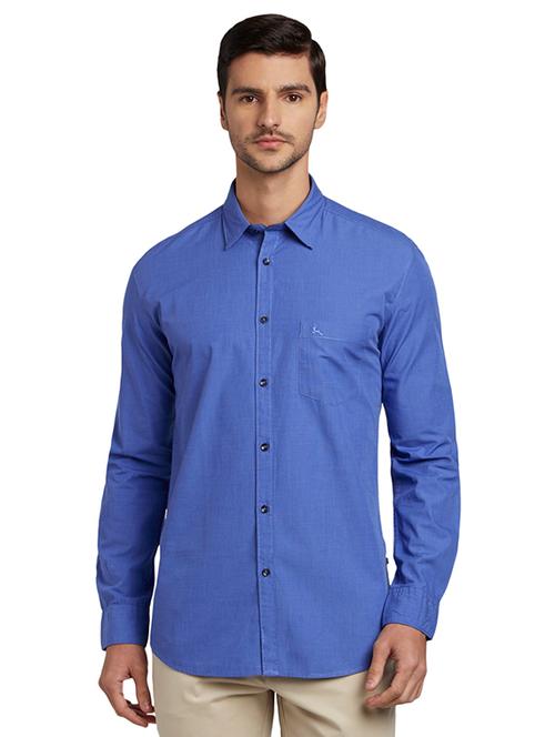 blue solid casual shirt - 17804158 - Very Small Image - 1