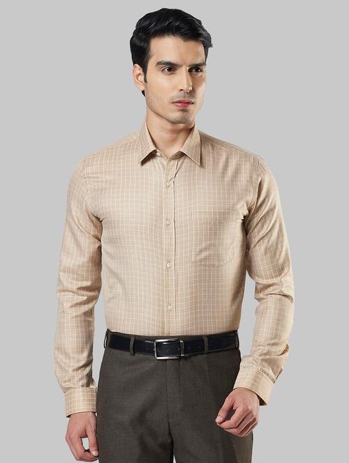 beige checkered formal shirt - 17804868 - Very Small Image - 1