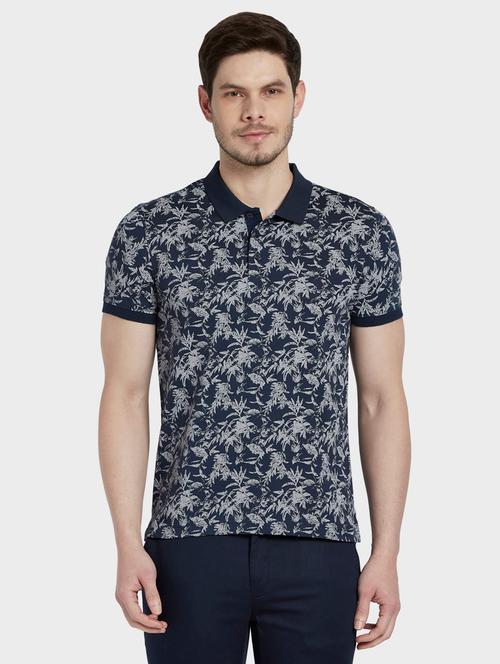 navy blue floral polo t-shirt - 17804923 - Very Small Image - 1