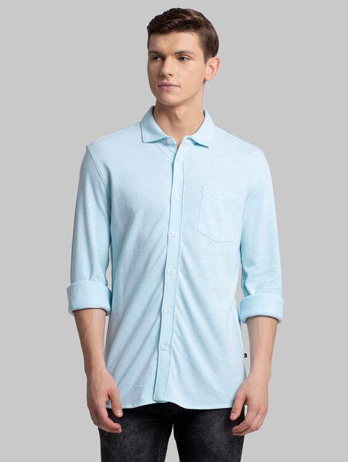 blue solid casual shirt - 17805327 - Very Small Image - 1