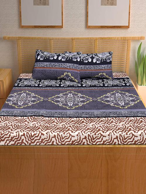 printed double bedsheet with 2 pillow covers - 17806160 - Very Small Image - 1