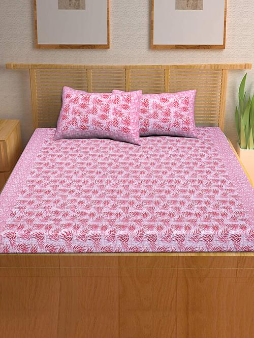 a unique home 100% cotton printed double bedsheet with 2 pillow covers - 17806180 - Very Small Image - 1
