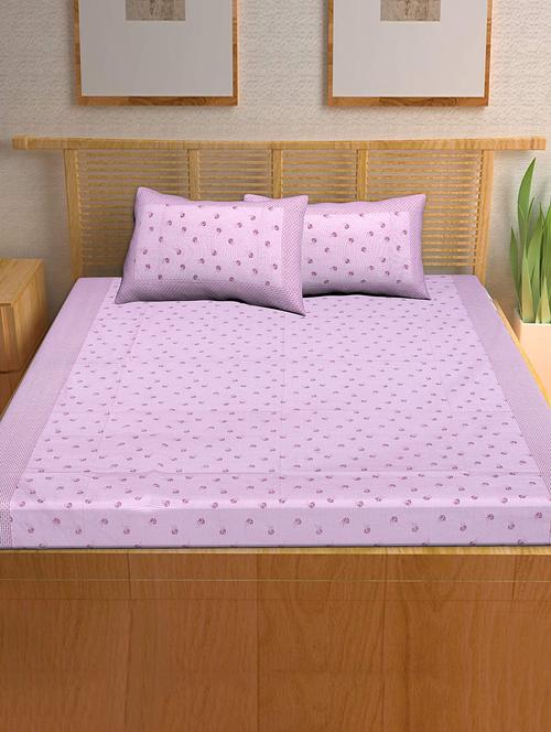 a unique home 100% cotton printed double bedsheet with 2 pillow covers - 17806181 - Very Small Image - 1